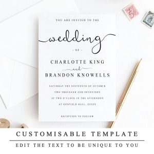 Print At Home Wedding Invitation Template Diy Wedding Etsy throughout sizing 3000 X 3000