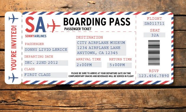 Printable Airplane Airline Birthday Party Ba Shower Ticket throughout dimensions 1200 X 927