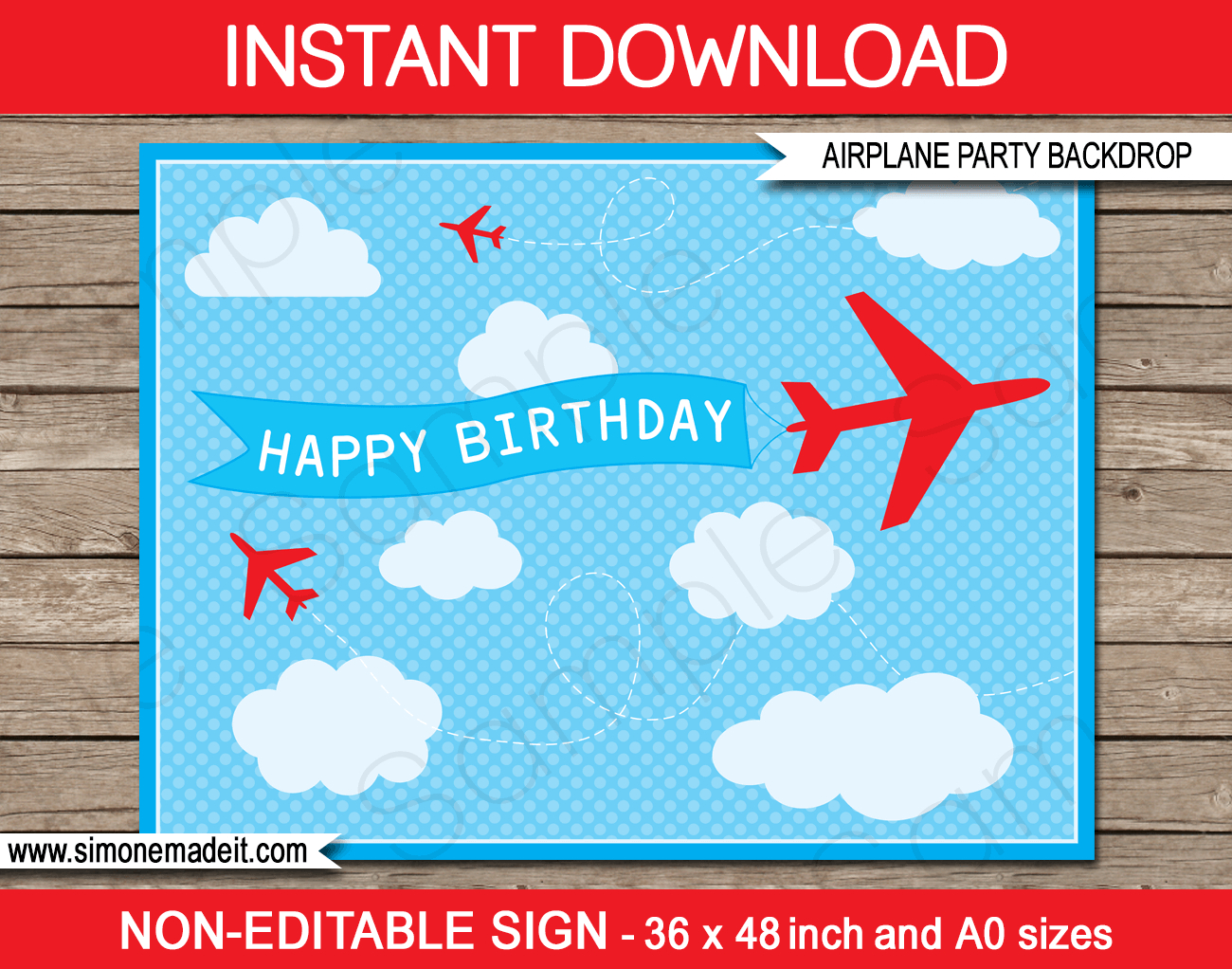 Printable Airplane Party Backdrop Sign Party Decorations with regard to dimensions 1300 X 1022