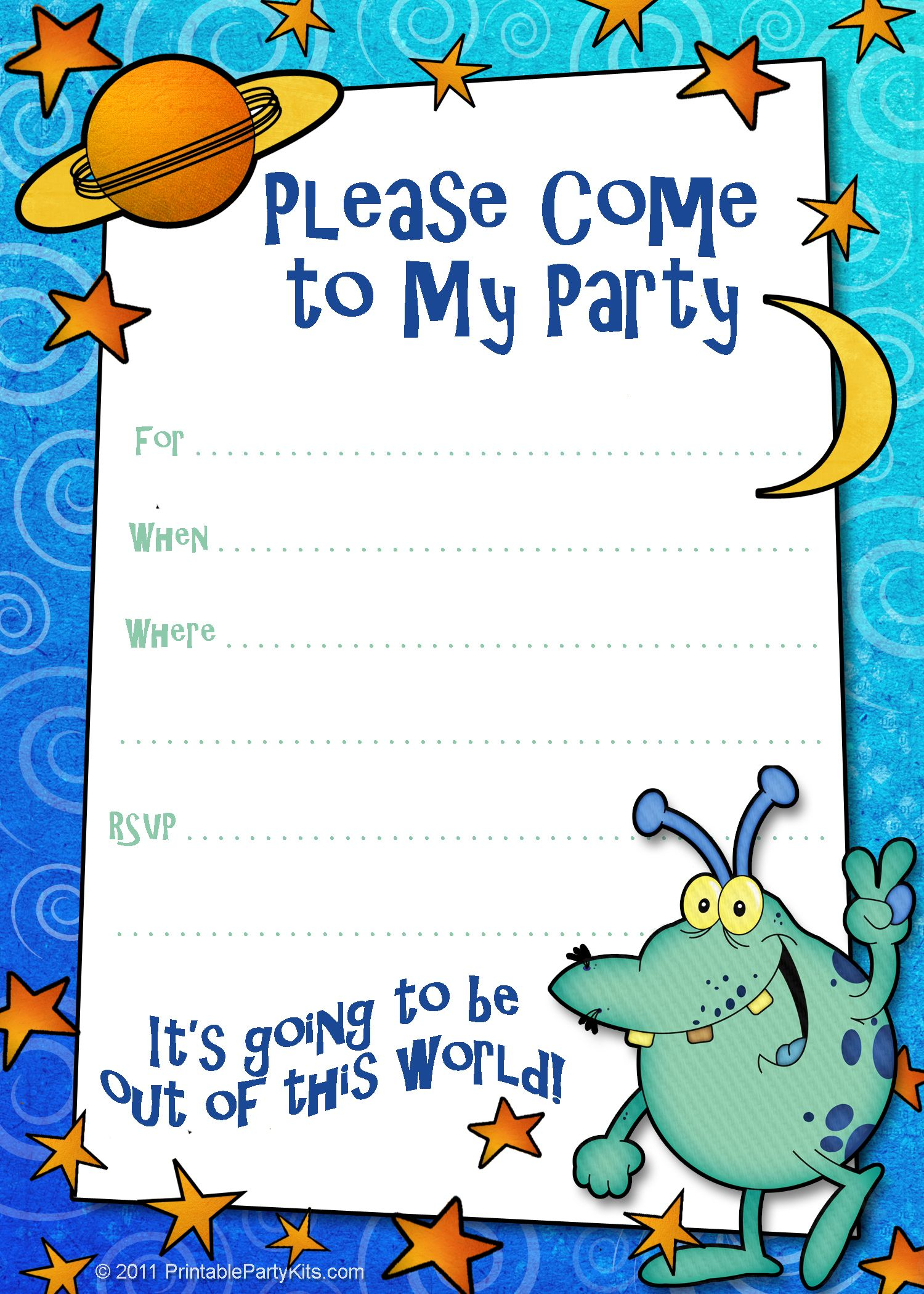 Printable Alien Monster Invitations Template Emmas Galaxy intended for proportions 1500 X 2100
