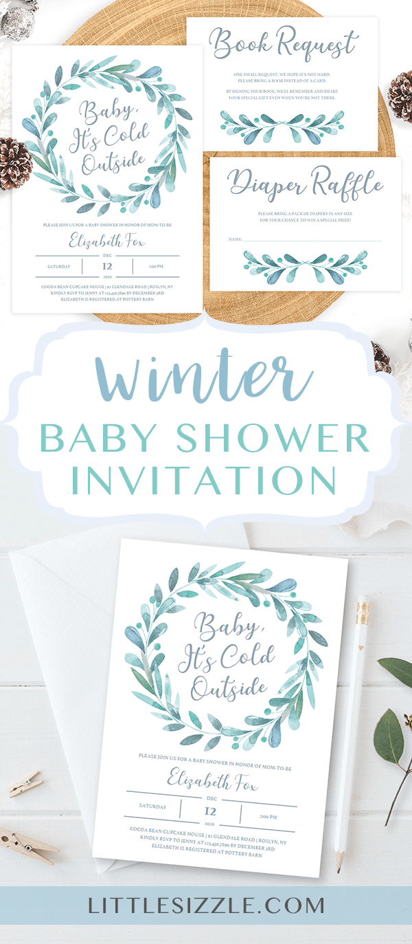 Printable Ba Its Cold Outside Ba Shower Invitation Kit In 2019 pertaining to proportions 600 X 1373