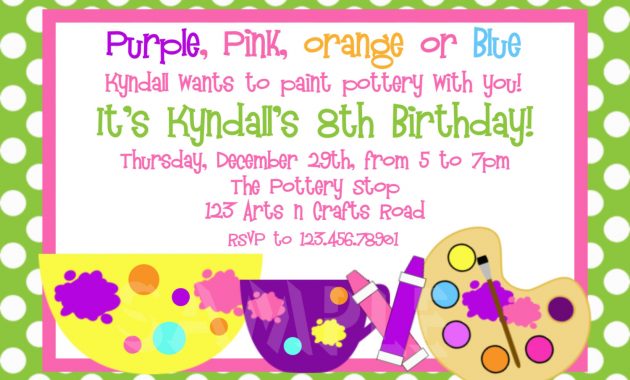 Printable Birthday Invitations Girls Pottery Painting Party in size 1500 X 1071