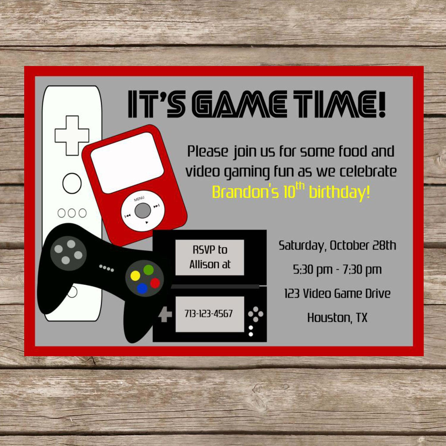 Printable Birthday Video Game Invitation Video Game Party Game pertaining to sizing 1500 X 1500