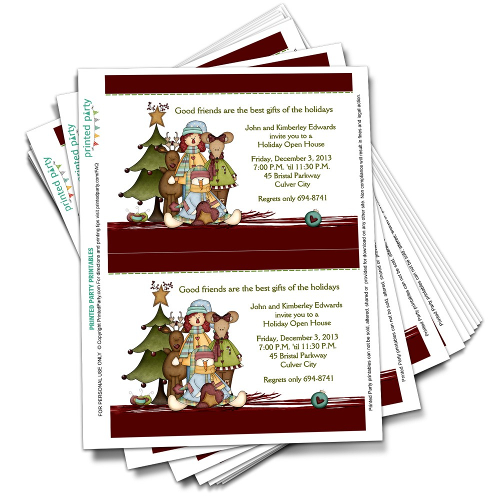 Printable Christmas Party Invitation Template Country Christmas intended for proportions 1000 X 1000