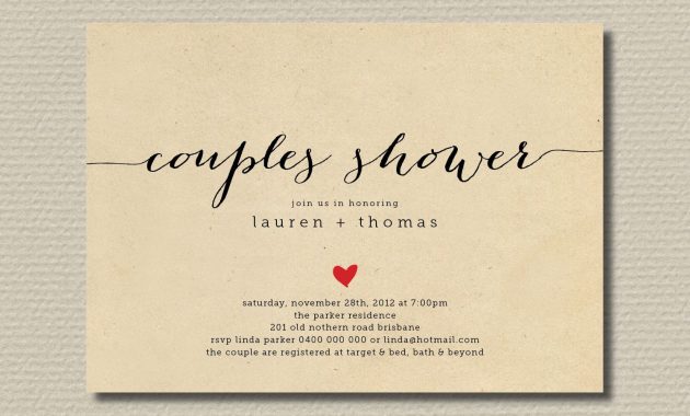 Printable Couples Shower Invitation Kraft Invite Br82 with dimensions 1497 X 1201