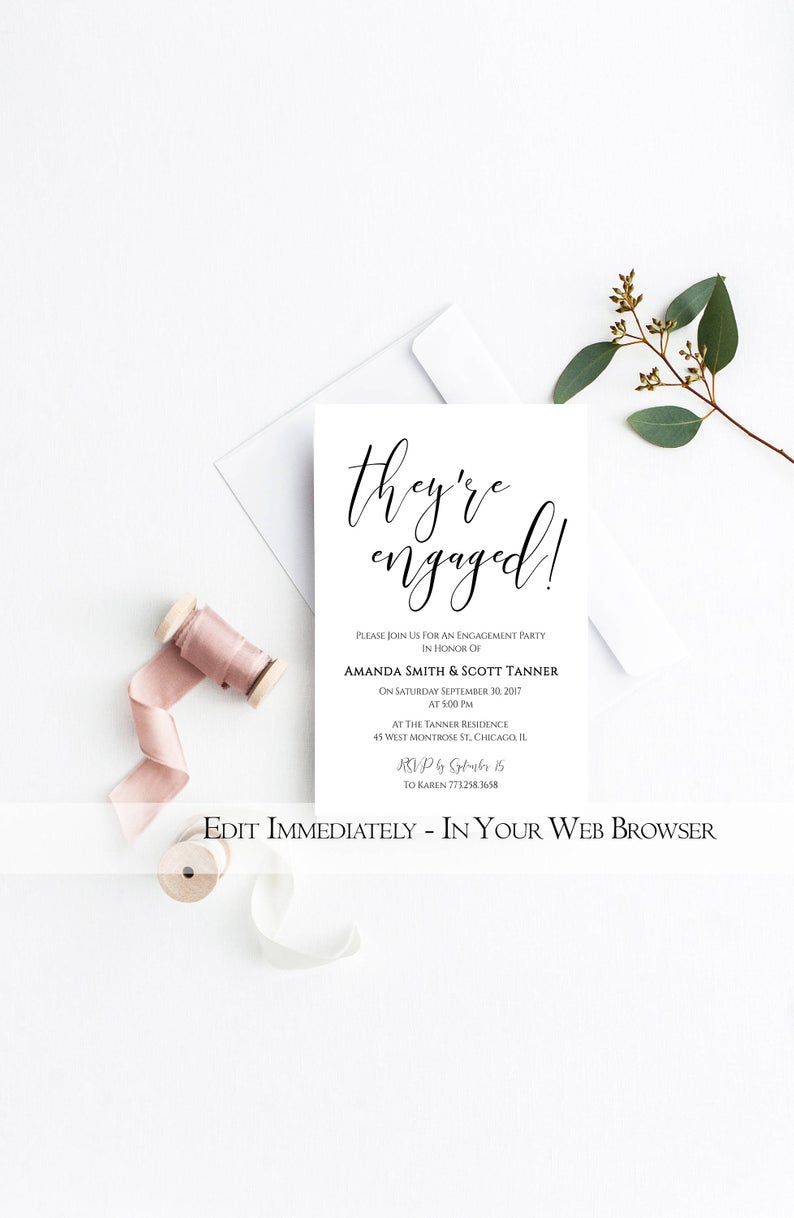 Printable Engagement Party Invitation Template Editable Etsy pertaining to measurements 794 X 1218