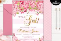 Printable Floral Ba Shower Invitation Edit With Power Point throughout dimensions 1000 X 800