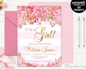 Printable Floral Ba Shower Invitation Edit With Power Point throughout dimensions 1000 X 800