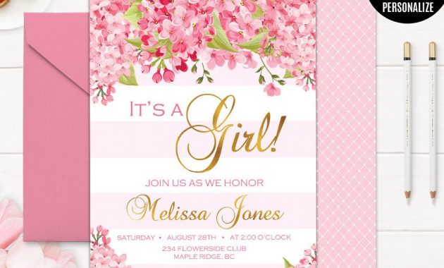 Printable Floral Ba Shower Invitation Edit With Power Point throughout dimensions 1000 X 800