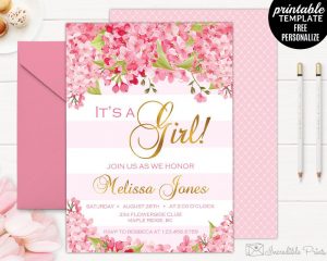 Printable Floral Ba Shower Invitation Edit With Power Point within measurements 1000 X 800