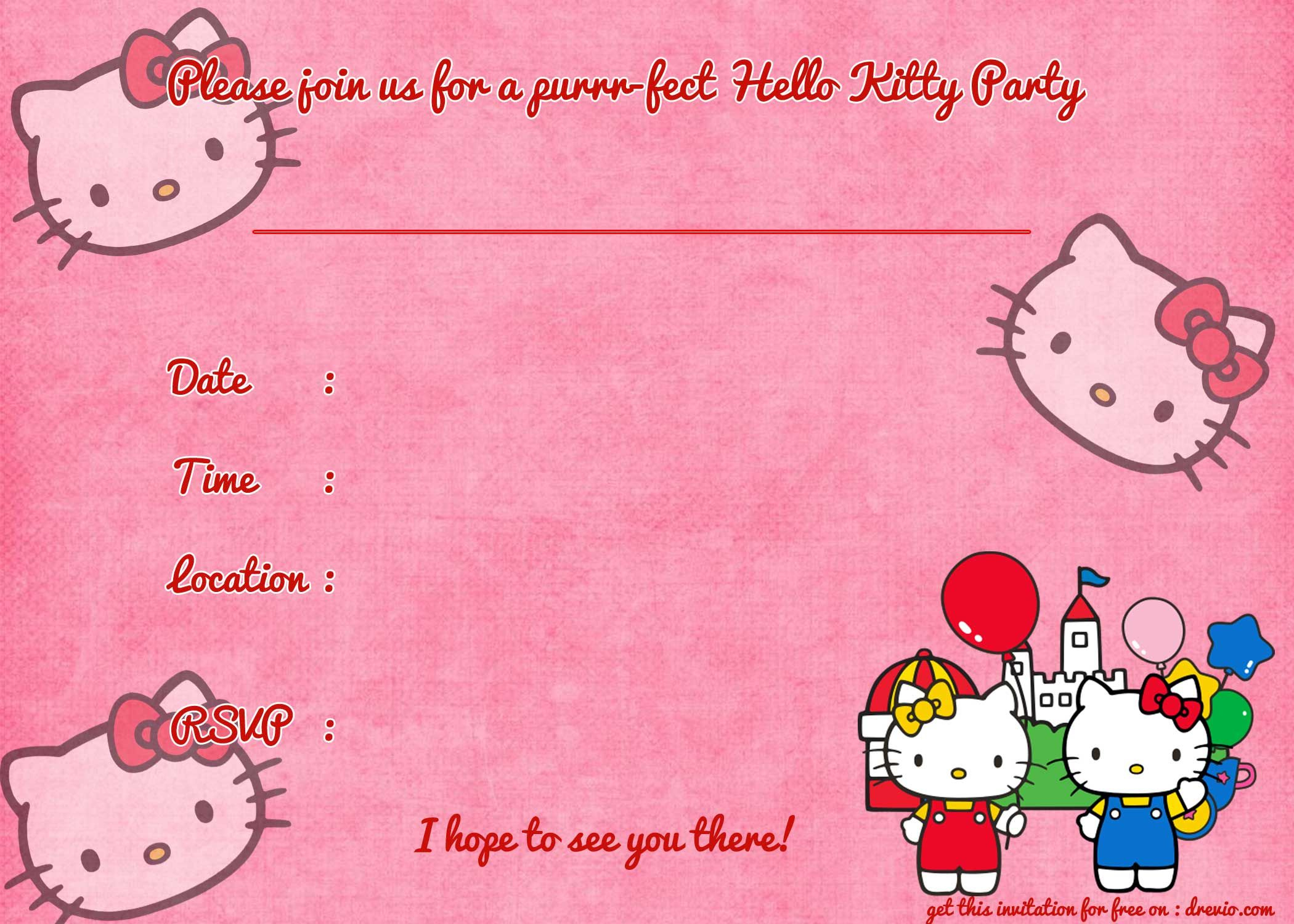 Printable Hello Kitty Birthday Invitation Party Hello Kitty for dimensions 2100 X 1500
