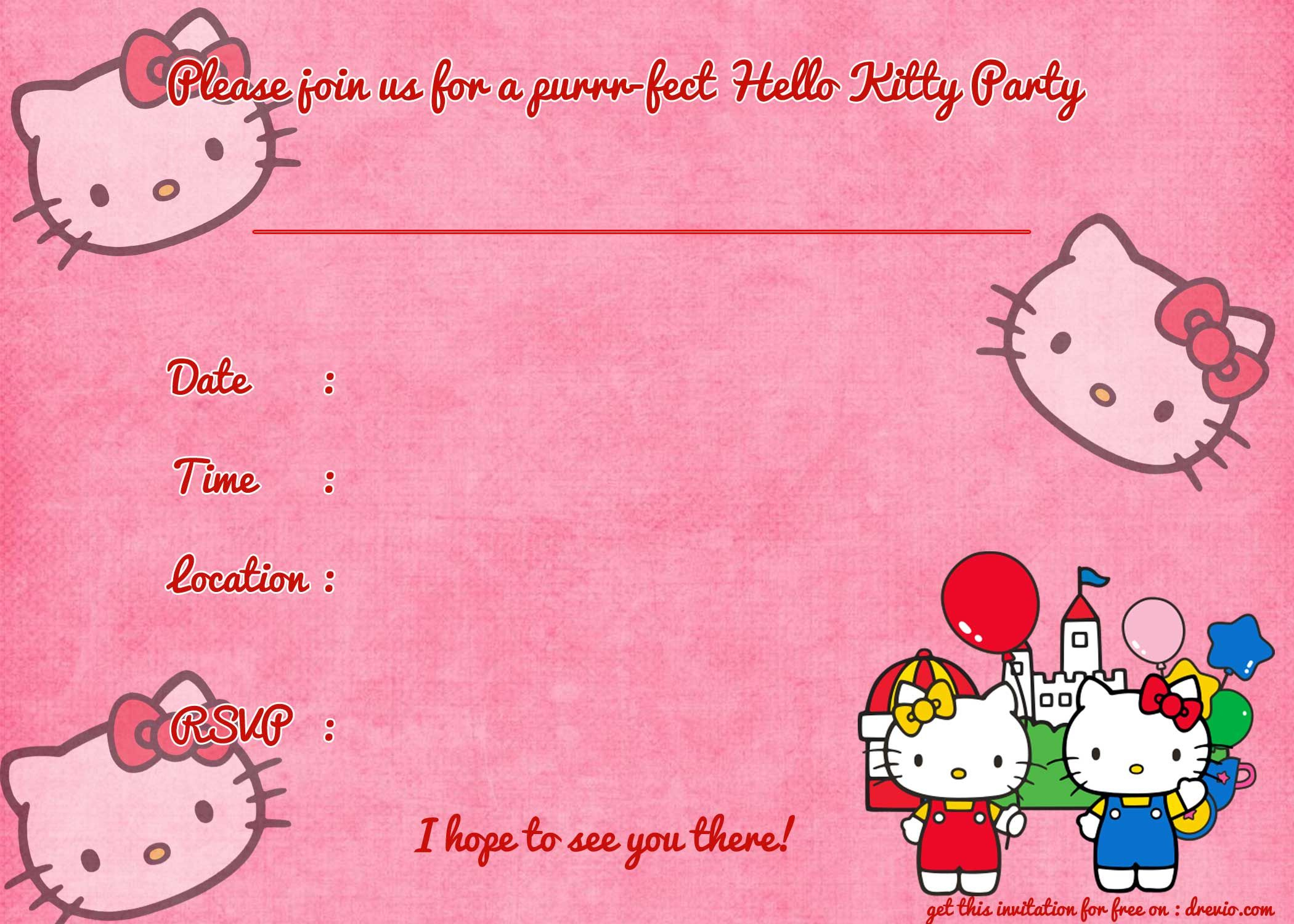 Printable Hello Kitty Birthday Invitation Party Hello Kitty with regard to size 2100 X 1500