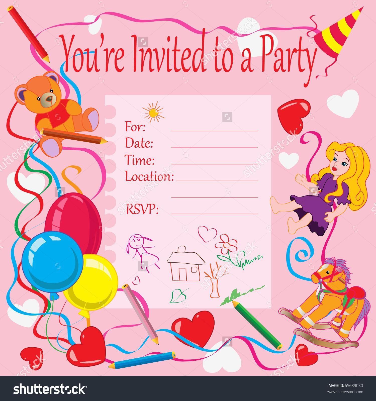 Printable Invitation Card For Birthday Party For Kids Birthday with regard to size 1500 X 1600