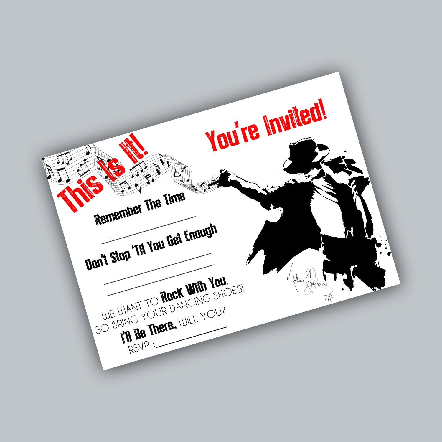Printable Michael Jackson Party Invite Entertaining And Parties intended for sizing 1500 X 1500