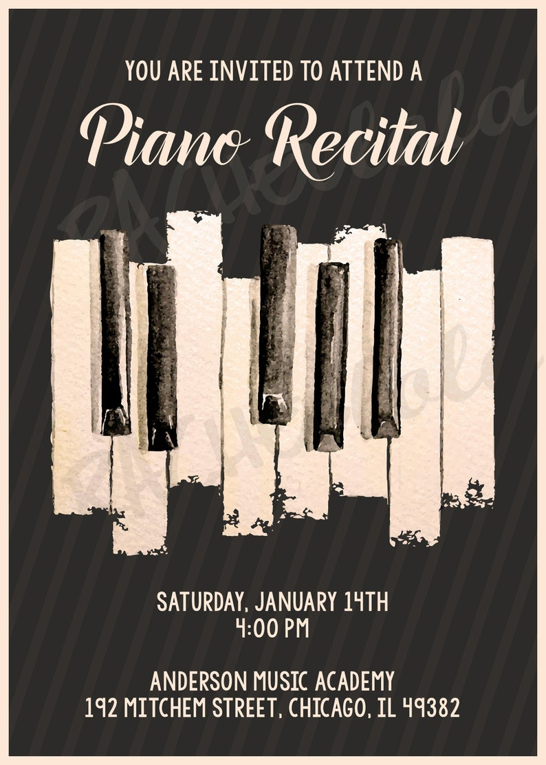 Printable Piano Recital Invitation Template Music Concert Reception Teacher Retirement Party Digital Download Boy Girl College Invite pertaining to dimensions 794 X 1112