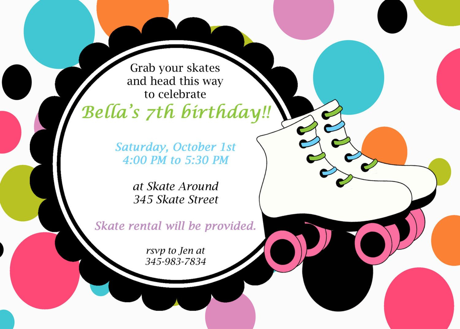 Printable Roller Skating Invitations Birthday Ideas In 2019 throughout measurements 1500 X 1071