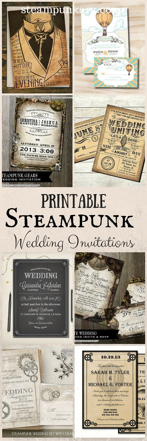 Printable Steampunk Wedding Invitations Wedding Tips Tricks within measurements 564 X 1691