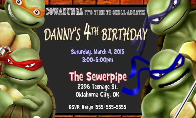 Printable Teenage Mutant Ninja Turtles Birthday Invitations pertaining to sizing 2100 X 1500