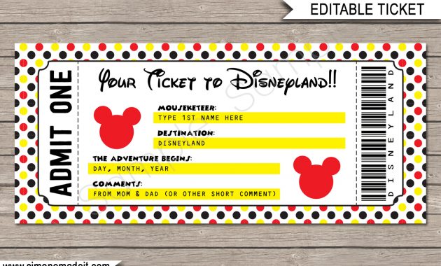 Printable Ticket To Disneyland Surprise Trip To Disneyland with proportions 1300 X 1020