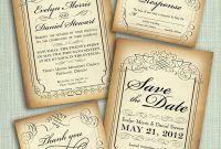 Printable Vintage Style Wedding Invitation Suite Diy 4 Pieces throughout dimensions 900 X 1000