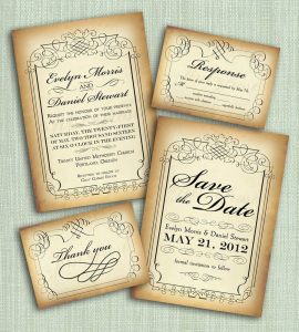 Printable Vintage Style Wedding Invitation Suite Diy 4 Pieces throughout dimensions 900 X 1000