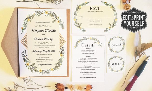 Printable Wedding Invitation Template Set Editable Template Etsy regarding size 1500 X 1100