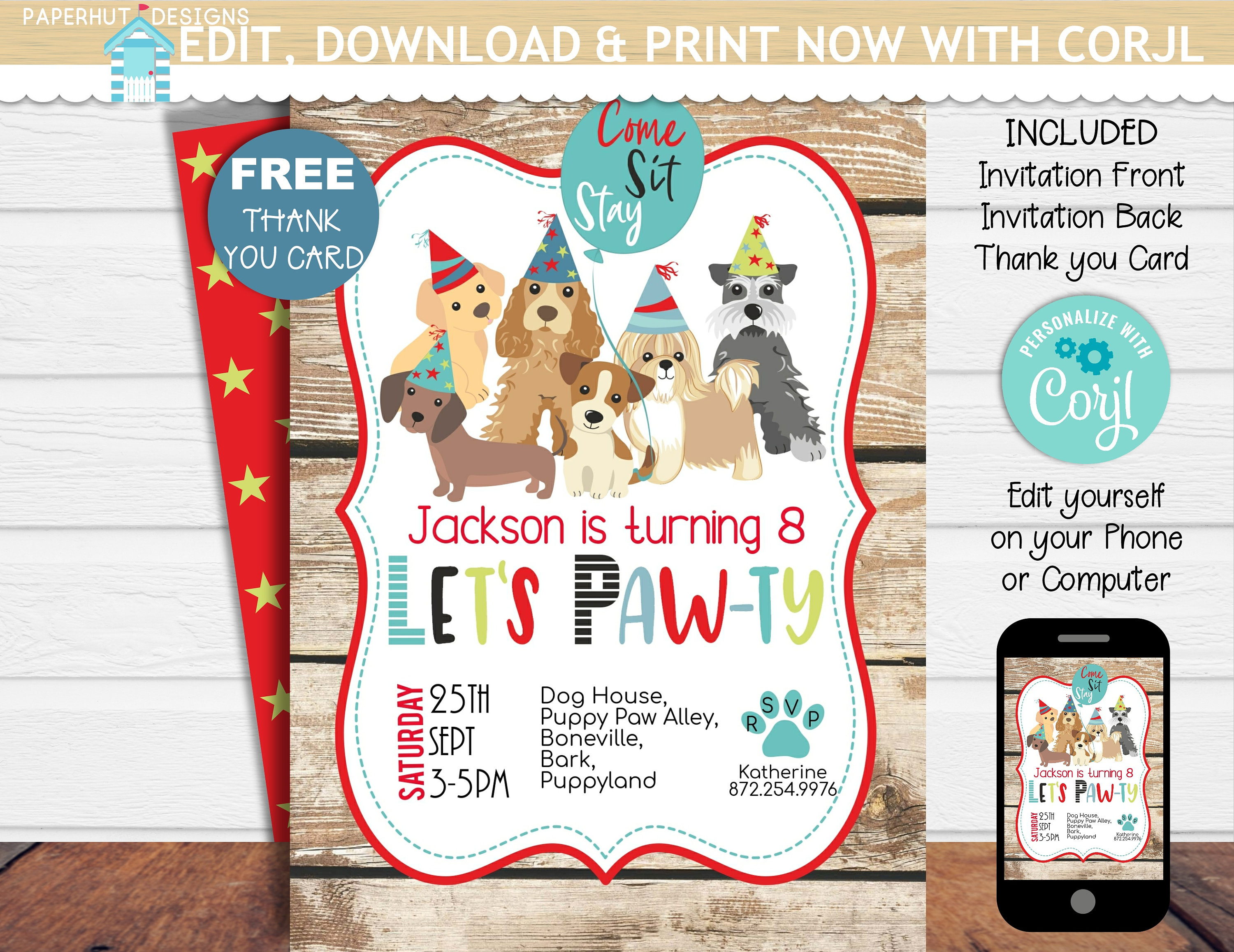 Puppy Dog Birthday Invitation Dog Birthday Invite Puppy Dog Etsy within measurements 3000 X 2316