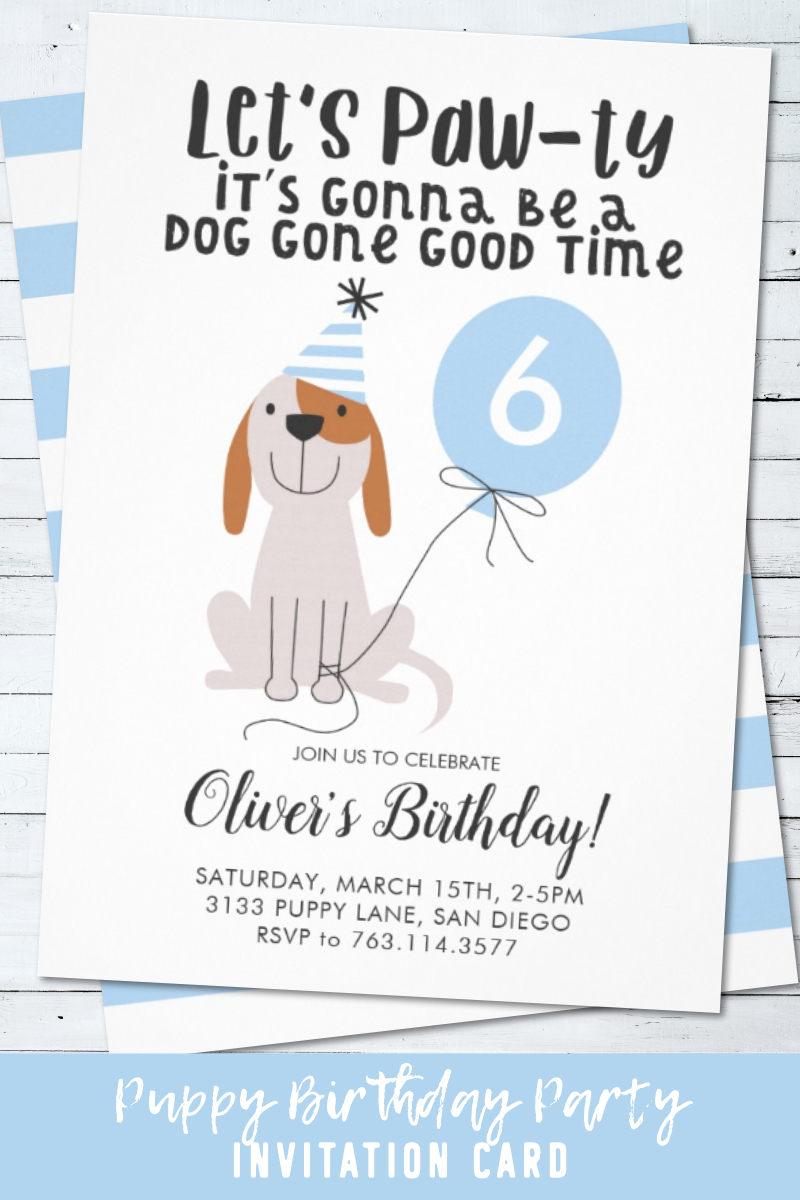 Puppy Dog Birthday Party Blue Invitation Zazzle Kids intended for dimensions 800 X 1200