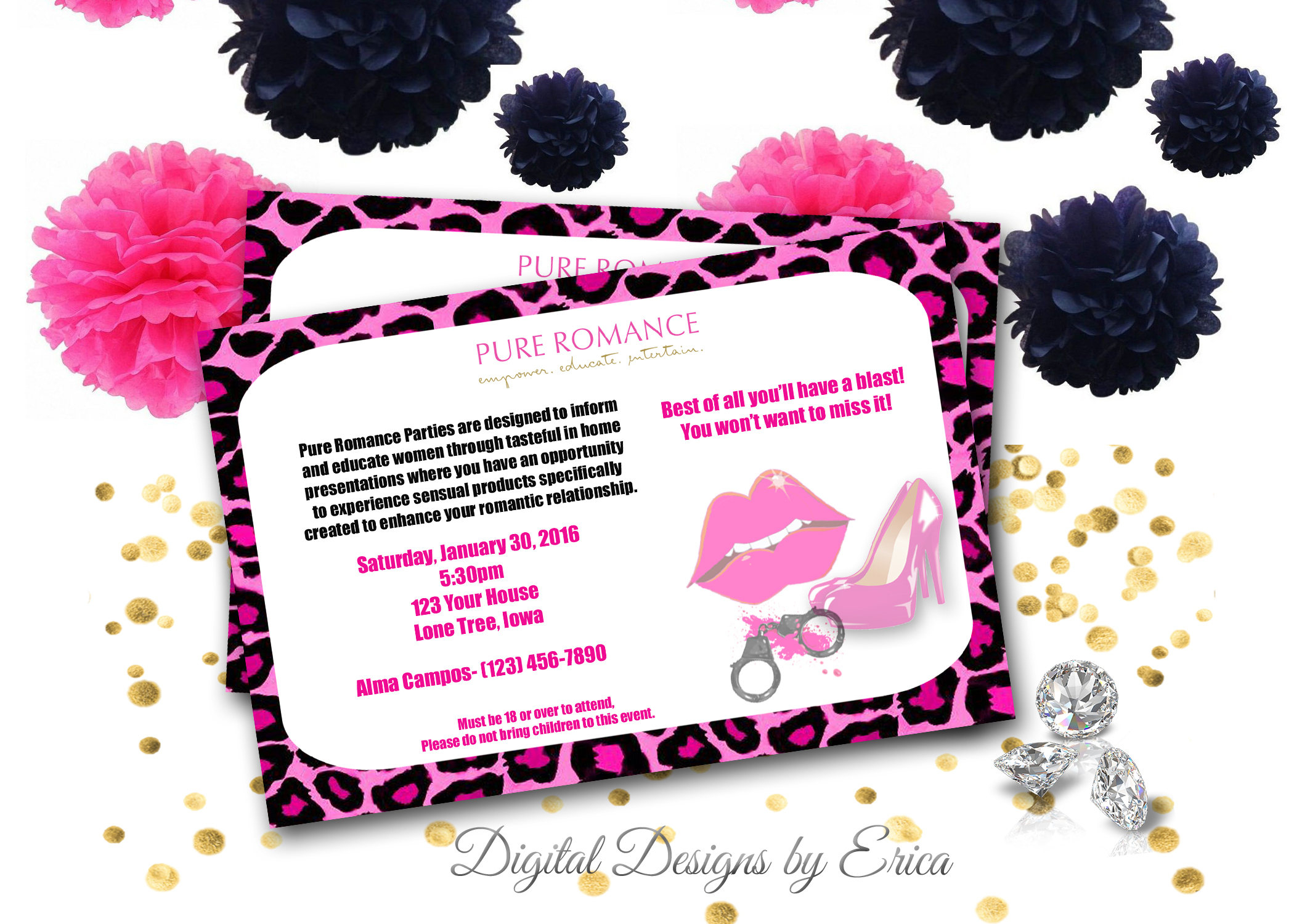 Pure Romance Party Invitation Hostess Party Invitationhome Party Invite Direct Sales Home Party Printable 4x6 Digital Invitation for proportions 2100 X 1500