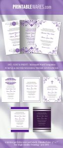 Purple And Silver Wedding Invitation Templates For Microsoft Word for sizing 735 X 1730