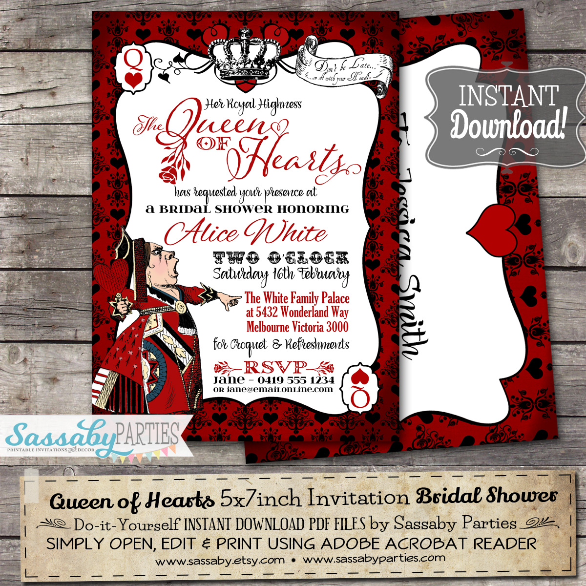 Queen Of Hearts Invitation pertaining to measurements 1200 X 1200