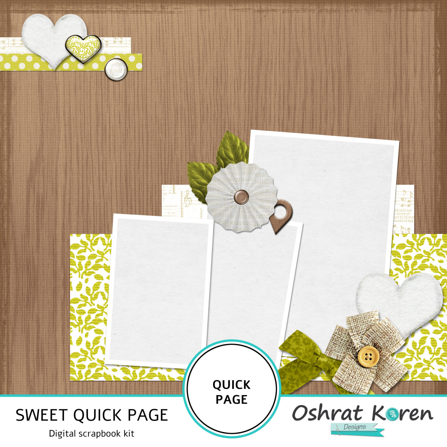 Quick Page Sweet Digital Scrapbook Template Wood Etsy within size 1500 X 1500
