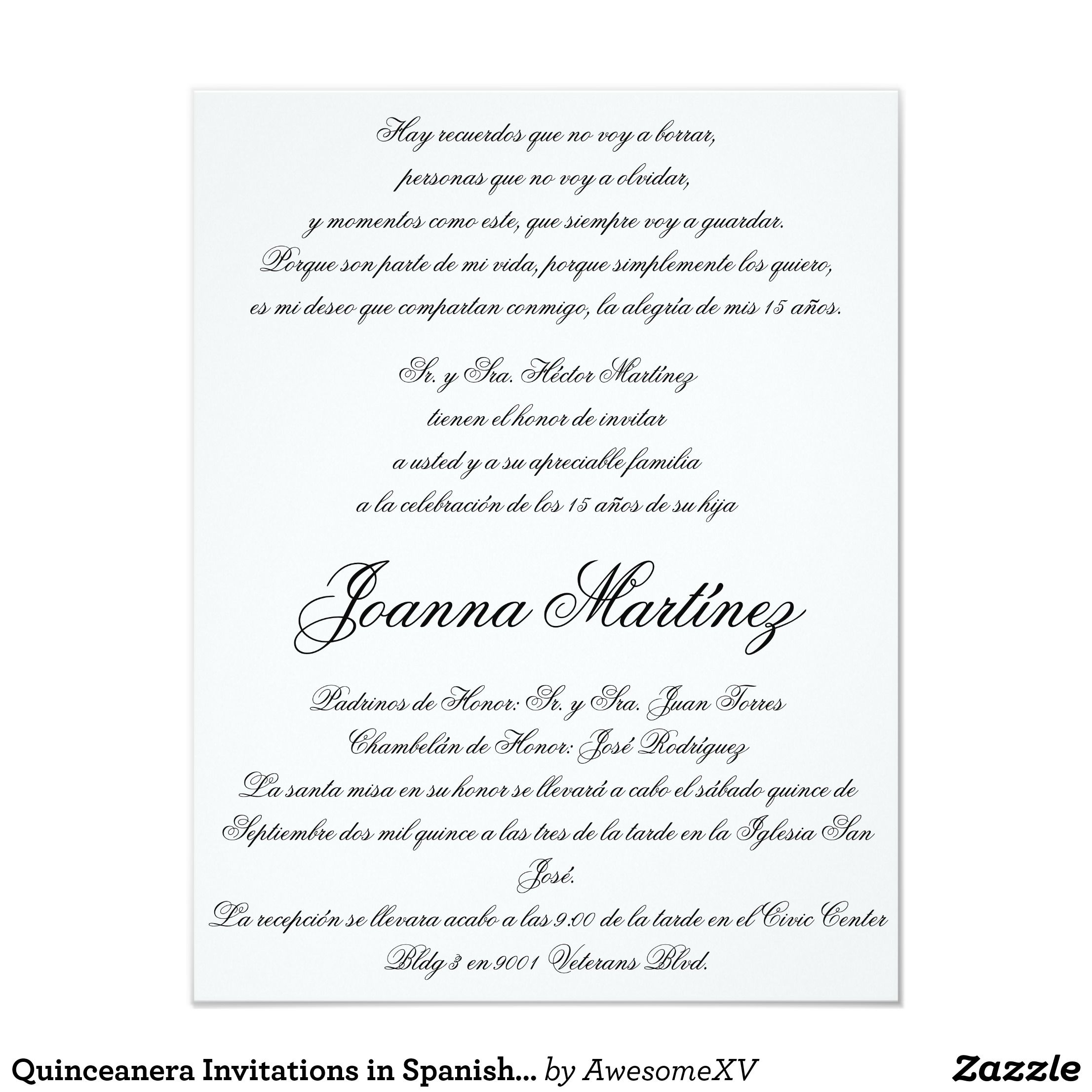 Quinceanera Invitations In Spanish 425 X 55 Zazzle Beckys with regard to size 2212 X 2212