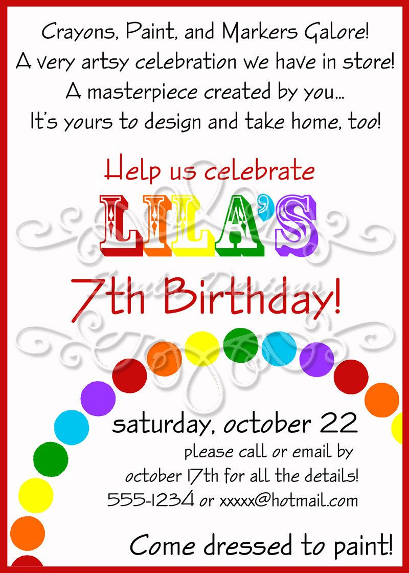 Rainbow Art Birthday Party Or Playdate Invitation Printable Arts throughout size 800 X 1120