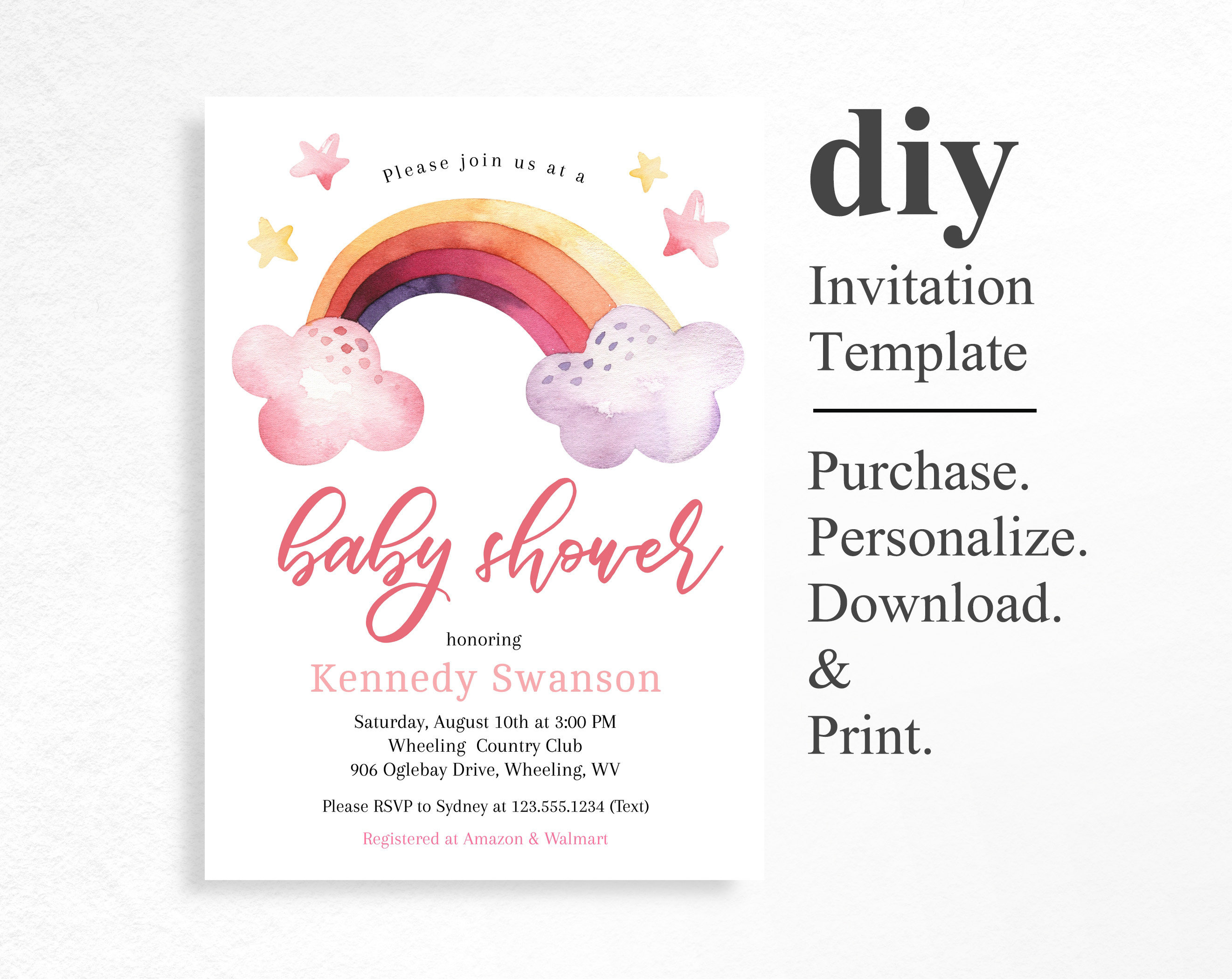 Rainbow Ba Shower Invitation Template Ba Shower Invite Editable Invitation Instant Download throughout measurements 2642 X 2098