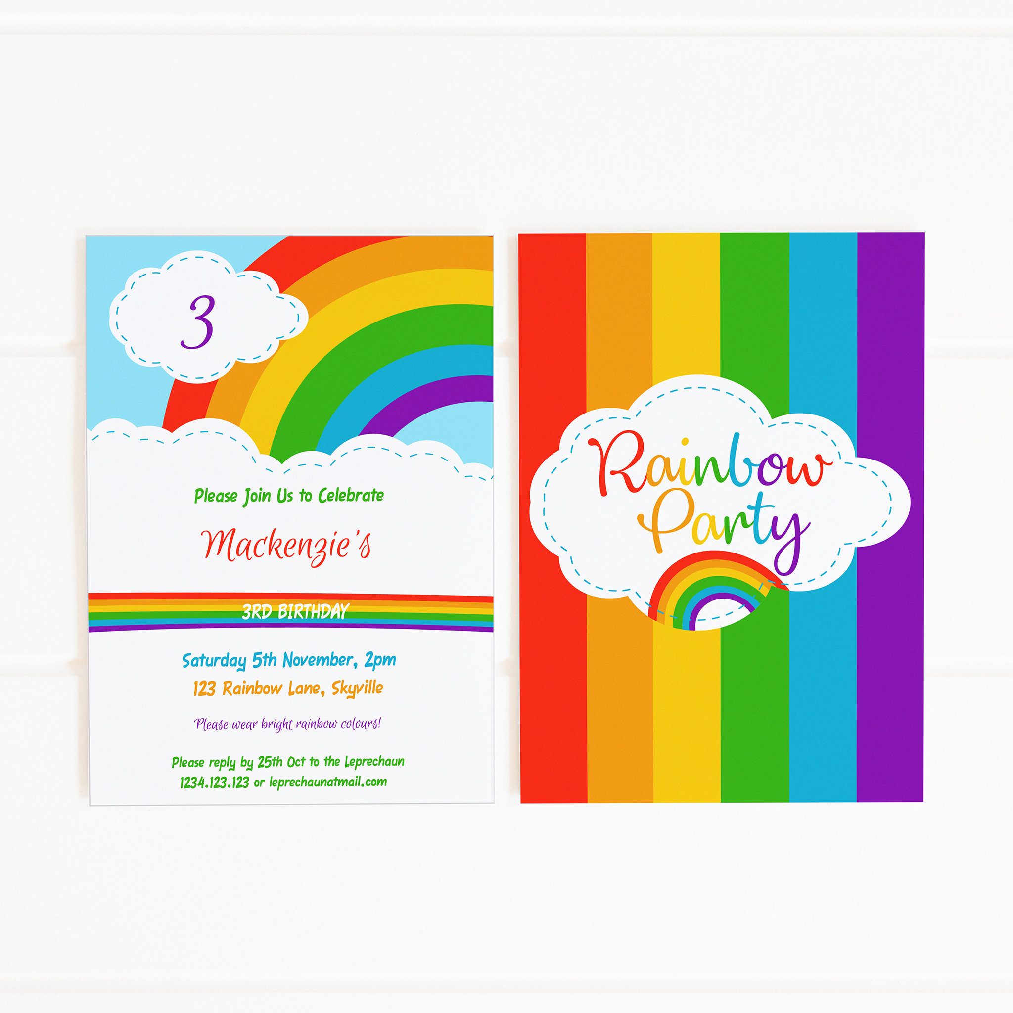 Rainbow Party Invitation Template • Business Template Ideas