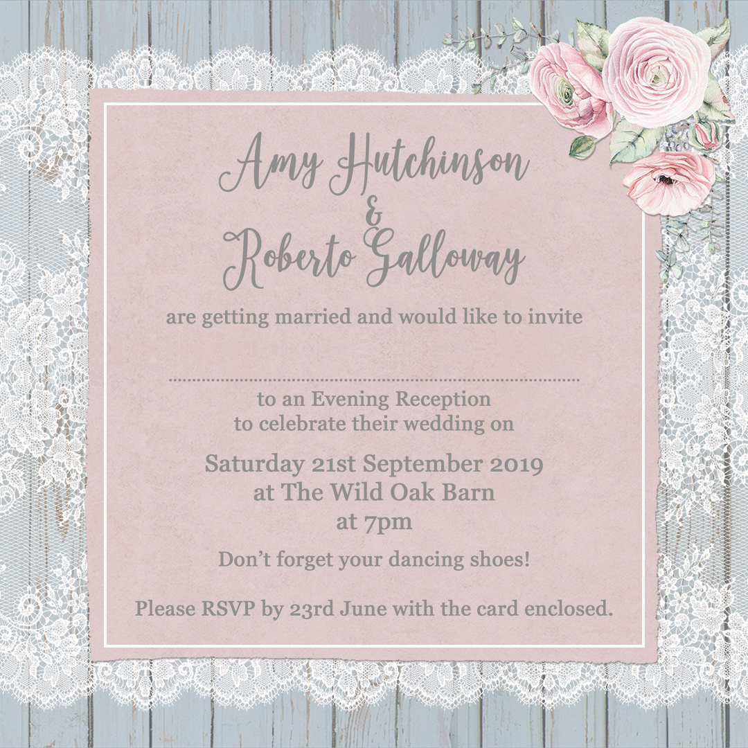 Reception Invitation Wordings Wedding Invitation Templates Free in measurements 1080 X 1080