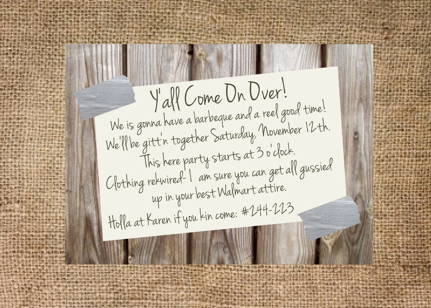 Redneck Party Invitation Personalized And Printable 5x7 Etsy with sizing 1500 X 1071