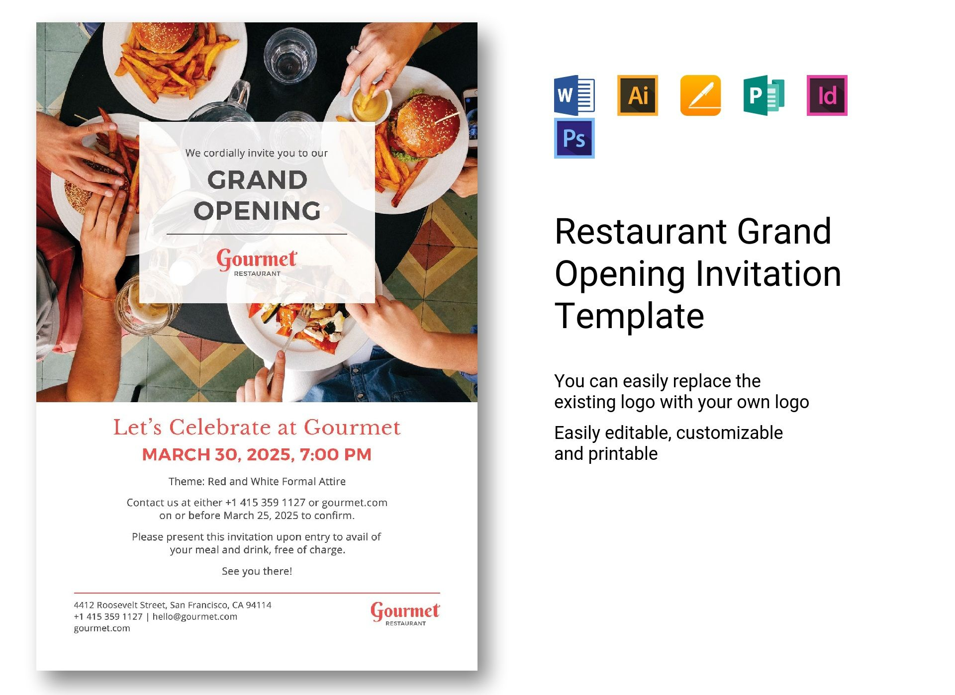 Restaurant Grand Opening Invitation Template In Psd Word Publisher regarding size 1920 X 1398