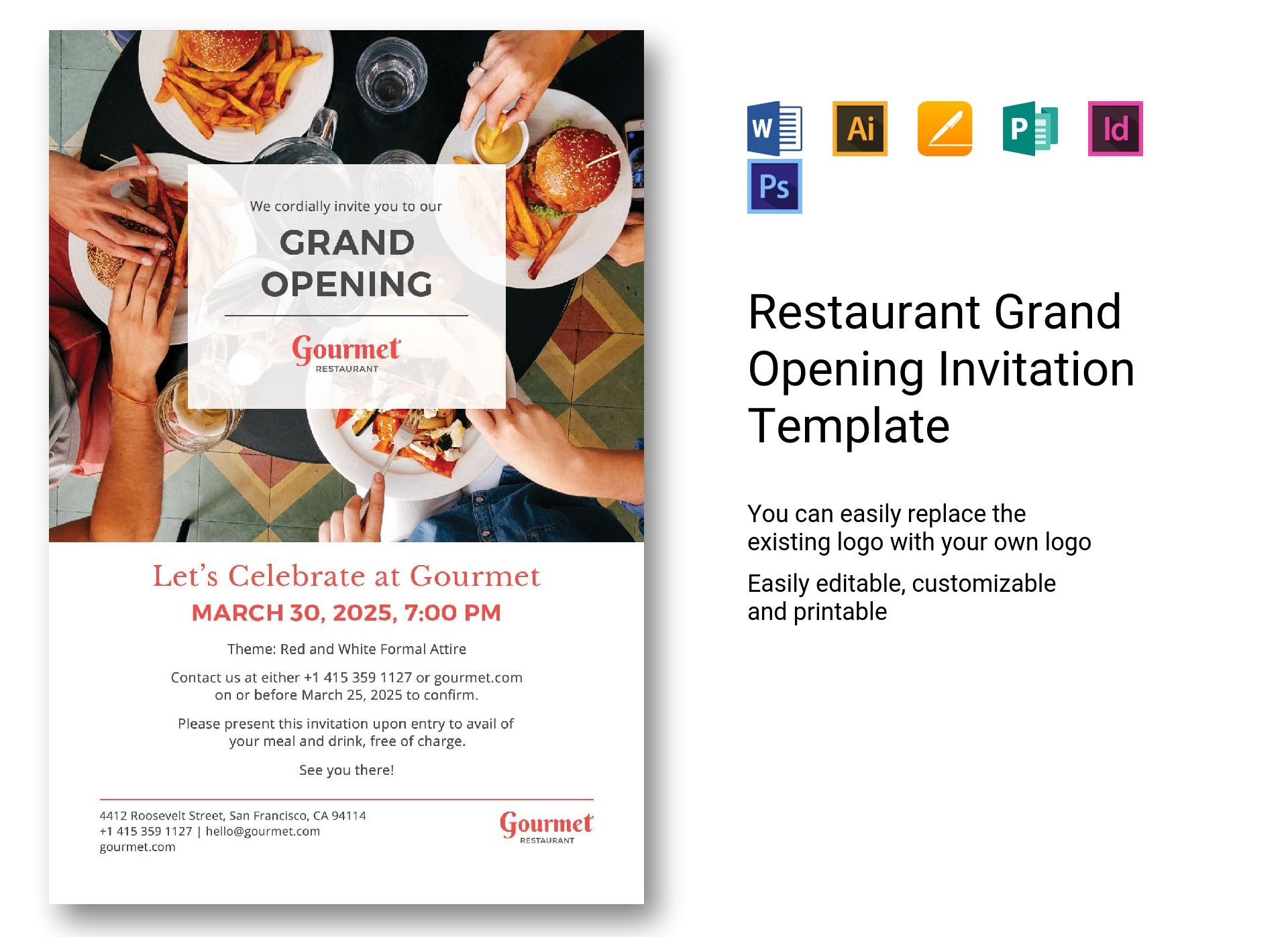 Restaurant Grand Opening Invitation Template In Psd Word Publisher throughout measurements 1920 X 1398