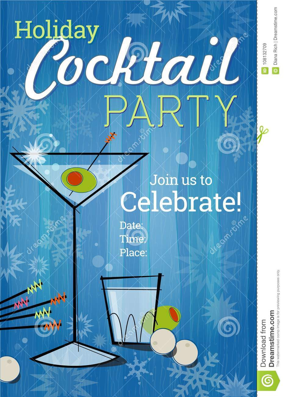 Retro Holiday Cocktail Party Invitation Stock Vector Illustration in sizing 931 X 1300