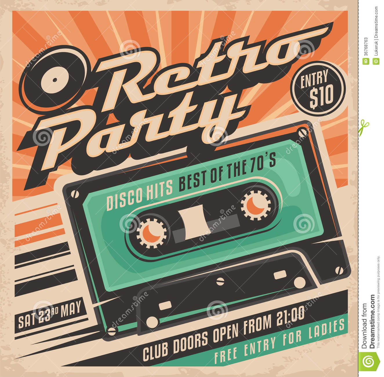 Retro Party Poster Design Template Stock Vector Illustration Of in proportions 1325 X 1300