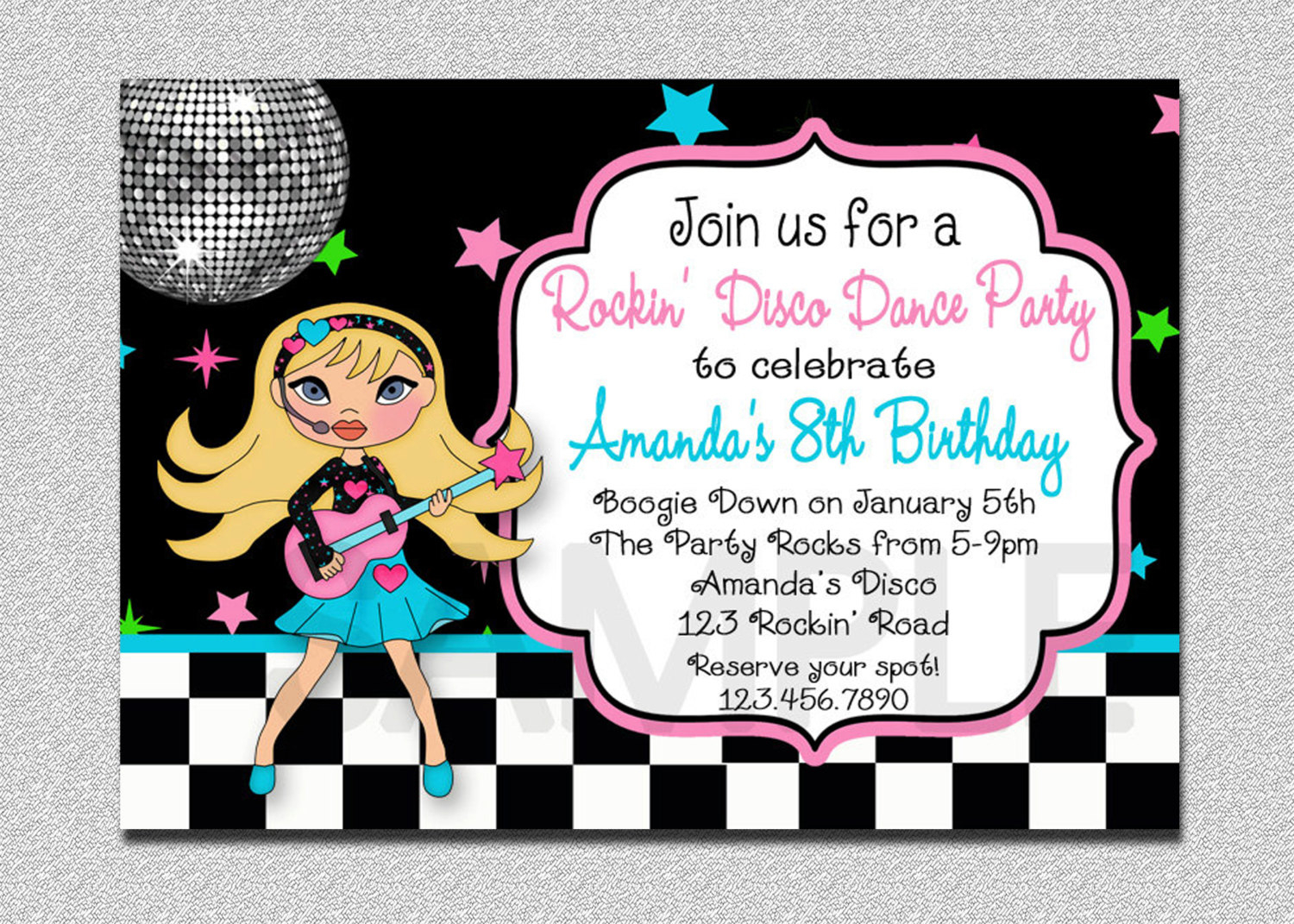 Rock Star Birthday Invitation Disco Rock Star Birthday Party Etsy with proportions 1500 X 1071