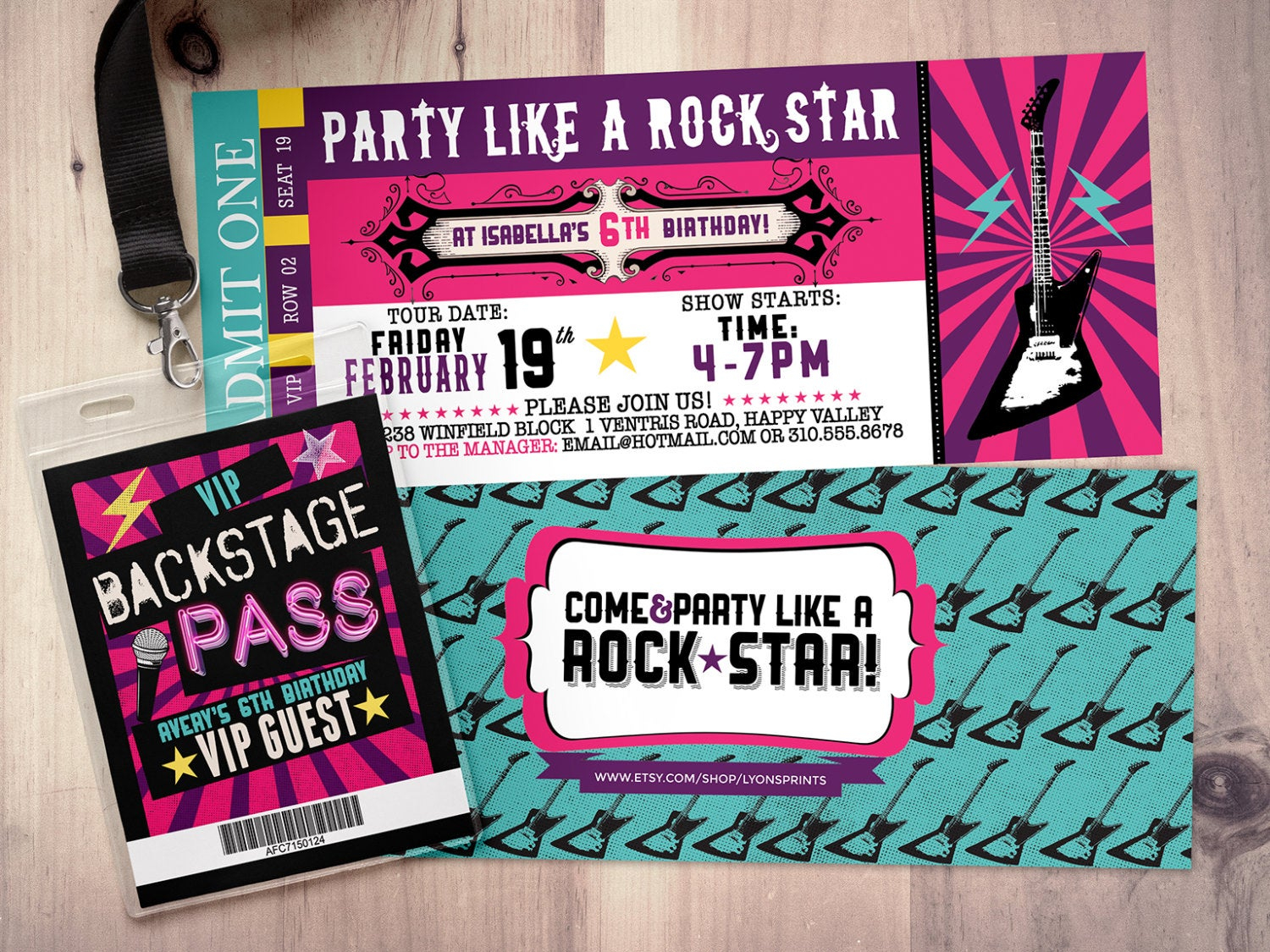 Rock Star Concert Ticket Birthday Party Invitation Music Invitation regarding dimensions 1500 X 1125