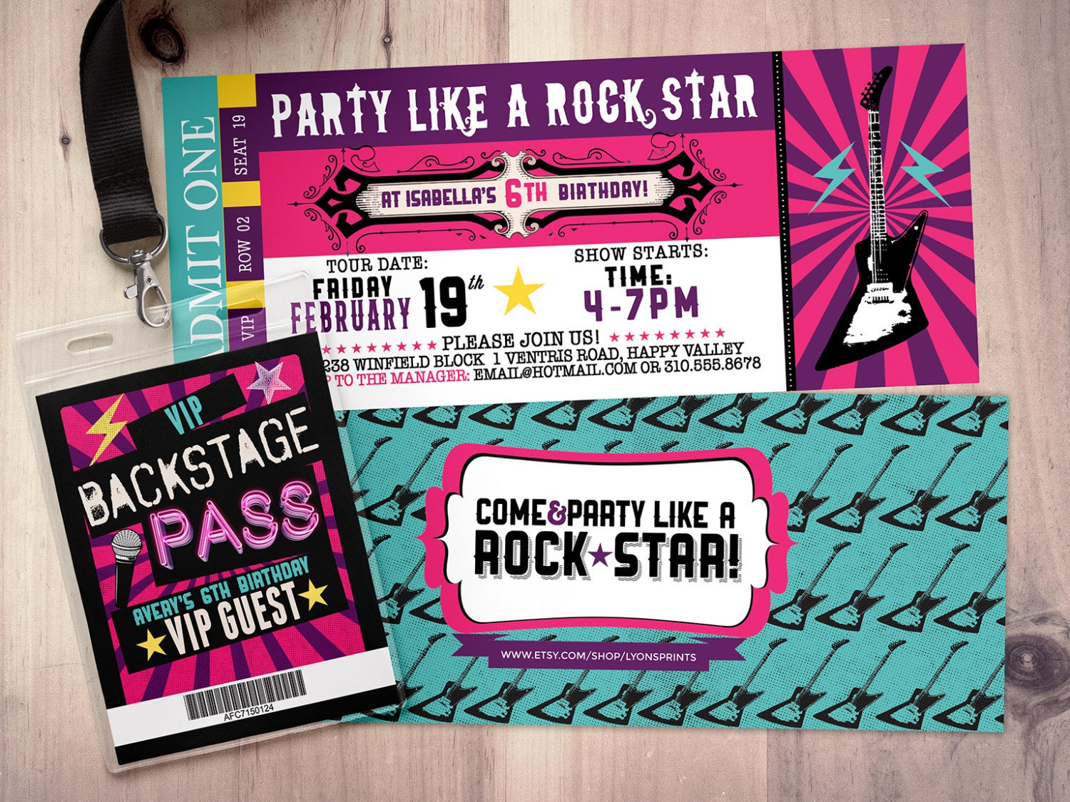 Rock Star Concert Ticket Birthday Party Invitation Music Invitation throughout measurements 1500 X 1125
