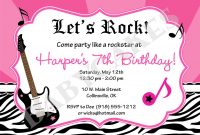 Rockstar Birthday Party Invitation Zebra Print Jcbacakes pertaining to proportions 1500 X 1071