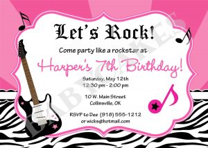 Rockstar Birthday Party Invitation Zebra Print Jcbacakes pertaining to proportions 1500 X 1071