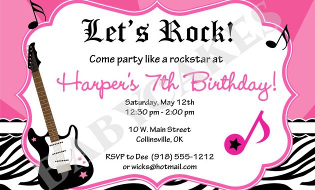 Rockstar Birthday Party Invitation Zebra Print Jcbacakes pertaining to proportions 1500 X 1071