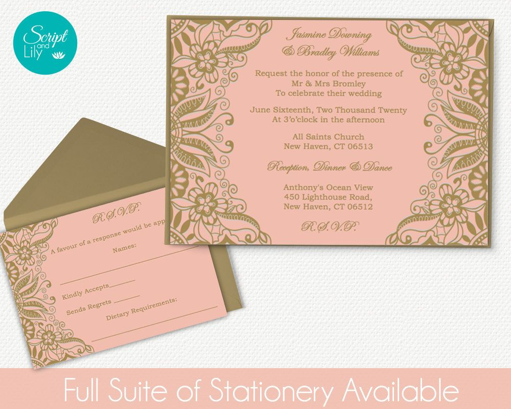 Rose Gold Invitation Rsvp Templates Free Color Changes Wedding throughout dimensions 1000 X 800