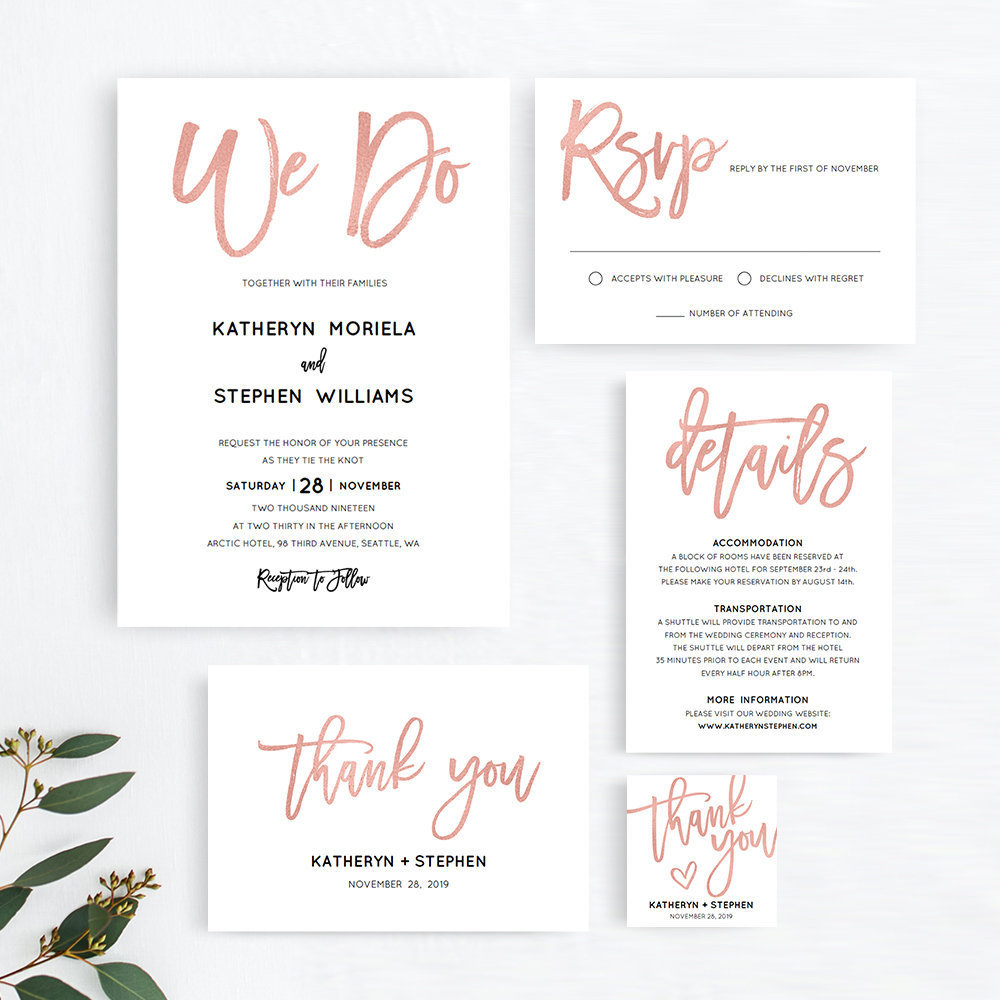Rose Gold Wedding Invitation Templates Printable Wedding Etsy with regard to size 1000 X 1000